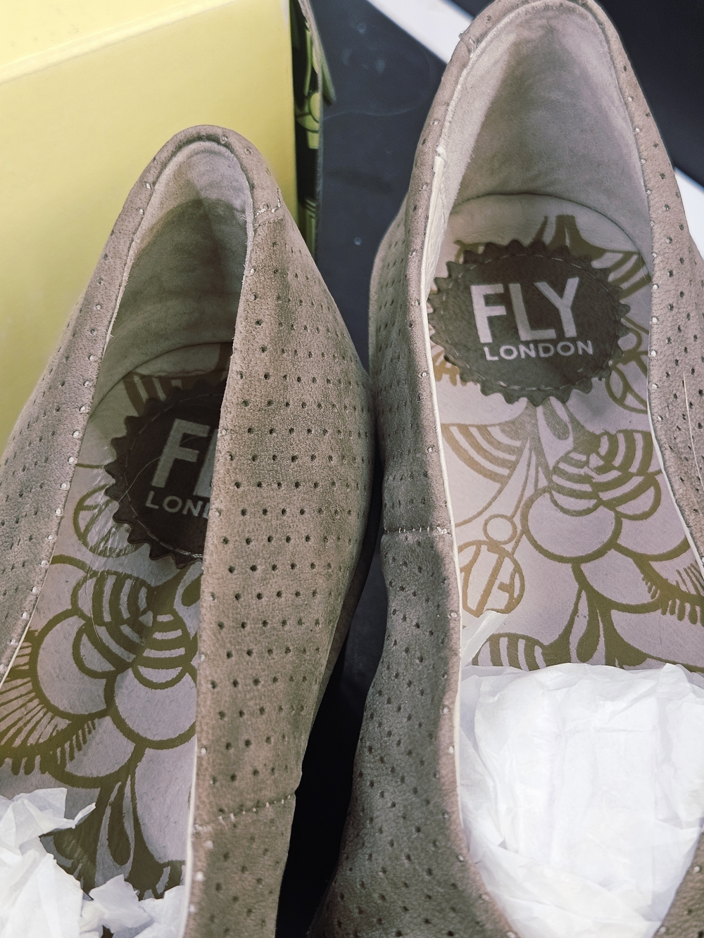 Fly London Taupe Perforated Suede Ballet Flats - Picture 4 of 7
